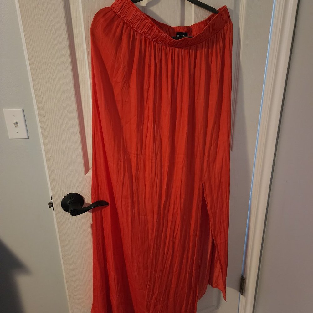 Orange silk maxi skirt